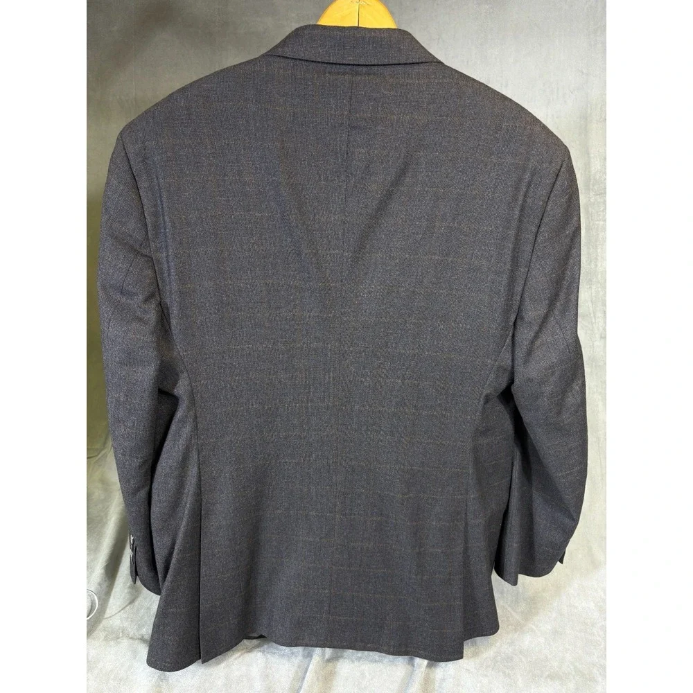 Jos A Bank Mens Gray Plaid 100% Wool Blazer 46R 1905 Jacket Tailored Fit